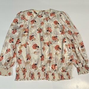 Jessica Howard Cream Smocked Blouse with Relaxed Fit